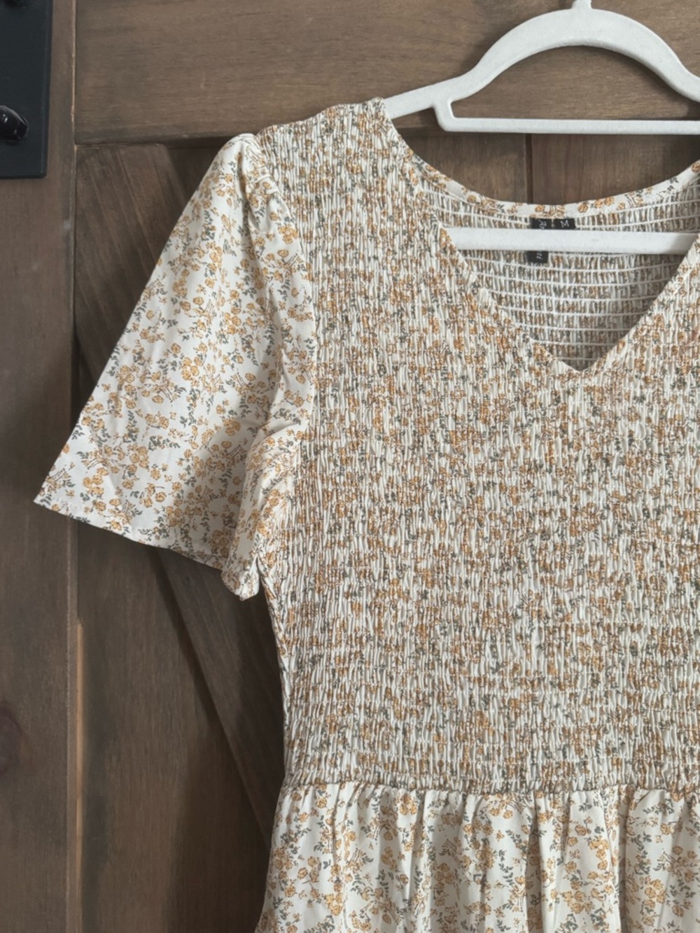 Cream and Mustard Floral Smocked Dress